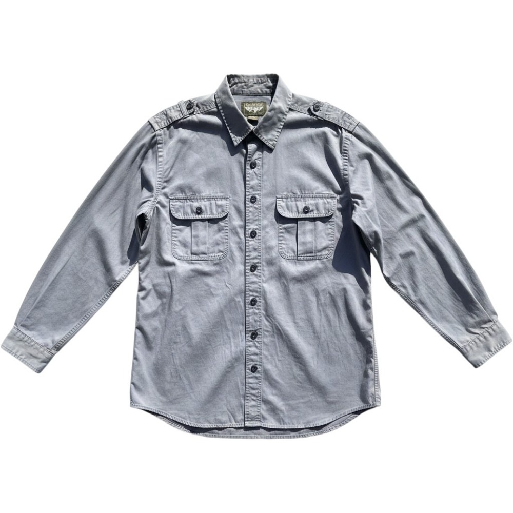 Eddie Bauer Sport Shop Mens Large Tall Gray Cotton Utility Button Down Shirt
